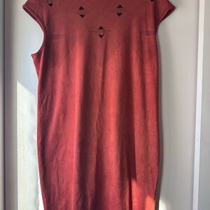 Burnt orange faux suede dress with cutouts
